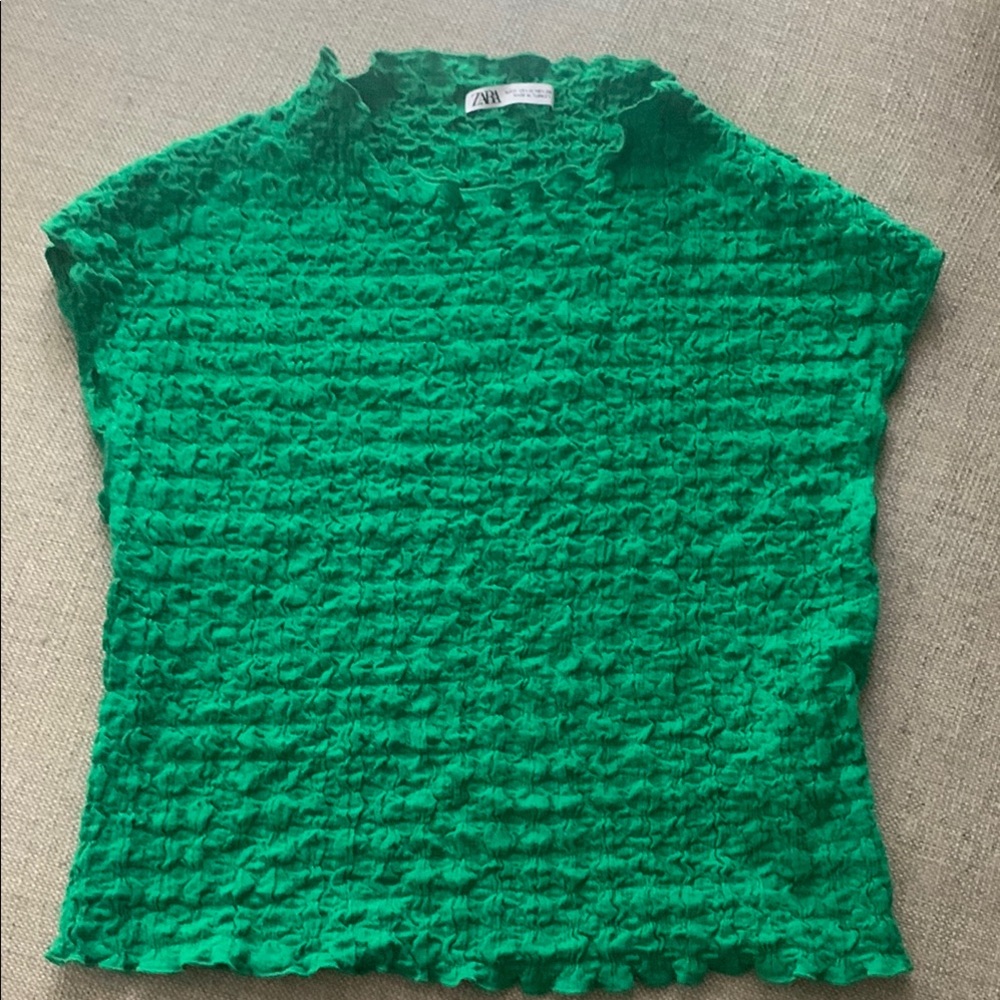 Zara Emerald Green Textured Blouse (new without tag, never worn it)